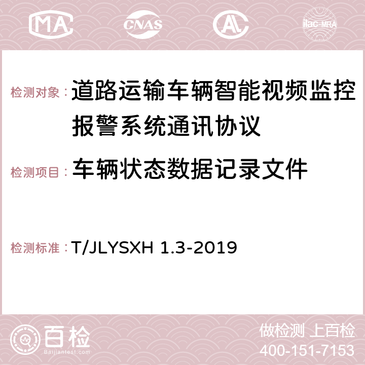 车辆状态数据记录文件 LYSXH 1.3-2019 道路运输车辆智能视频监控报警系统技术规范 第 3 部分：通讯协议 T/J 4.6.1