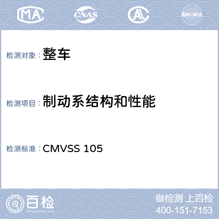 制动系结构和性能 CMVSS 105 液压及电子制动系统 