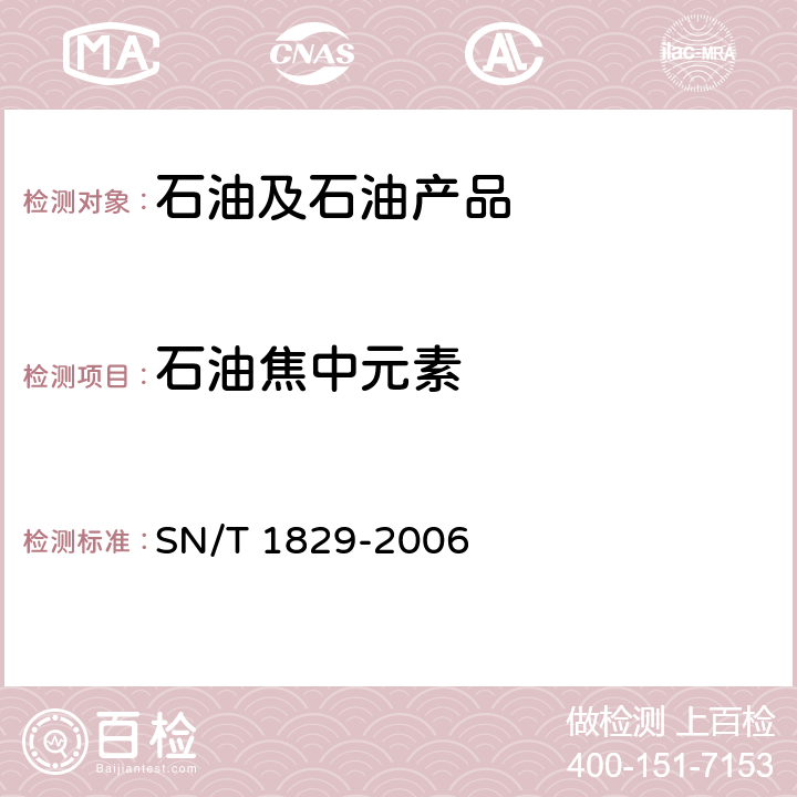 石油焦中元素 石油焦炭中铝、钡、钙、铁、镁、锰、镍、硅、钠、钛、钒、锌含量测定 电感耦合等离子体原子发射光谱（ICP-AES）法 SN/T 1829-2006