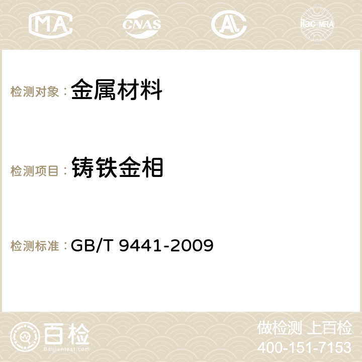 铸铁金相 球墨铸铁金相检验 GB/T 9441-2009