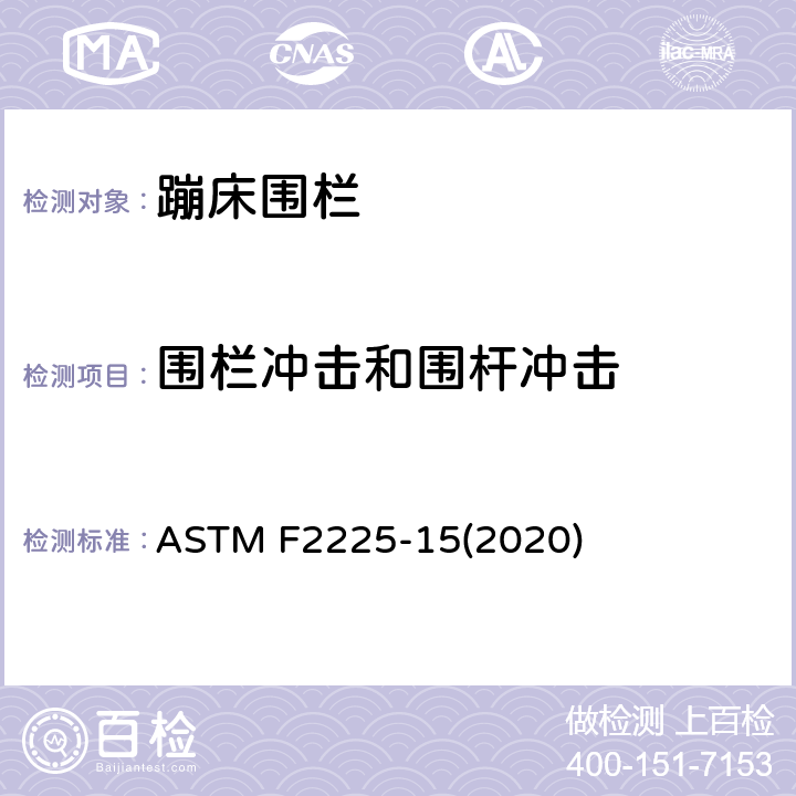 围栏冲击和围杆冲击 ASTM F2225-15 消费者蹦床围栏的安全规范 (2020) 条款6.1