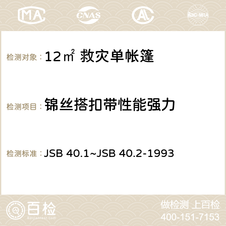 锦丝搭扣带性能强力 JSB 40.1~JSB 40.2-1993 军用锦丝搭扣带扣合强度和撕揭强度的测定方法 
