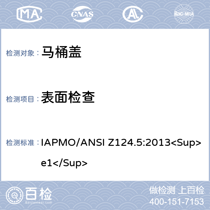 表面检查 塑料马桶盖 IAPMO/ANSI Z124.5:2013<Sup>e1</Sup> 4.2