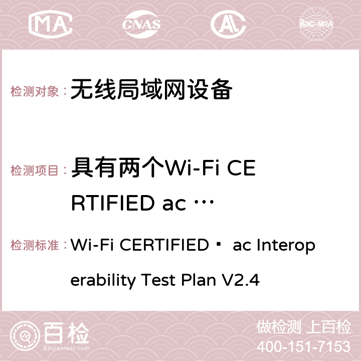 具有两个Wi-Fi CERTIFIED ac STA的单个BSS中的流量区分 Wi-Fi联盟802.11ac互操作测试方法 Wi-Fi CERTIFIED™ ac Interoperability Test Plan V2.4 4.2.21.1