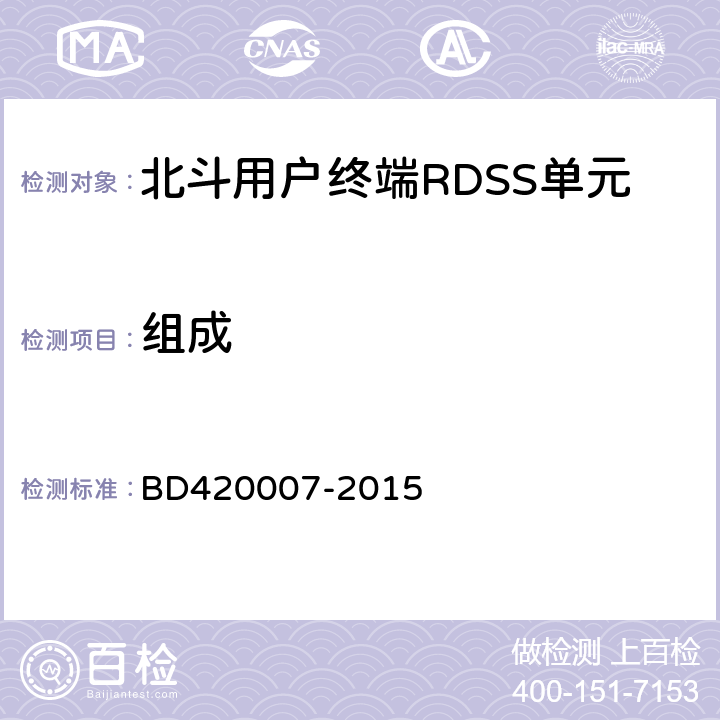 组成 北斗用户终端RDSS单元性能要求及测试方法 BD420007-2015 5.3.1