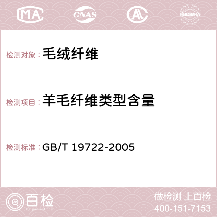 羊毛纤维类型含量 洗净绵羊毛 GB/T 19722-2005 4.6