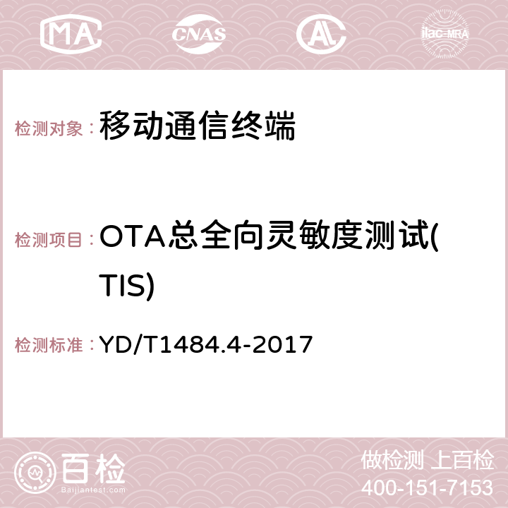 OTA总全向灵敏度测试(TIS) 无线终端空间射频辐射功率和接收机性能测量方法第4部分： WCDMA无线终端 YD/T1484.4-2017 6