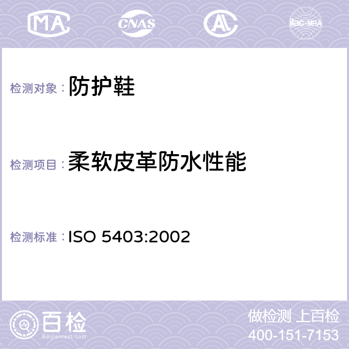 柔软皮革防水性能 皮革 物理和机械试验 柔软皮革防水性能的测定 ISO 5403:2002