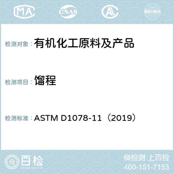 馏程 挥发性有机液体馏程的试验方法 ASTM D1078-11（2019）