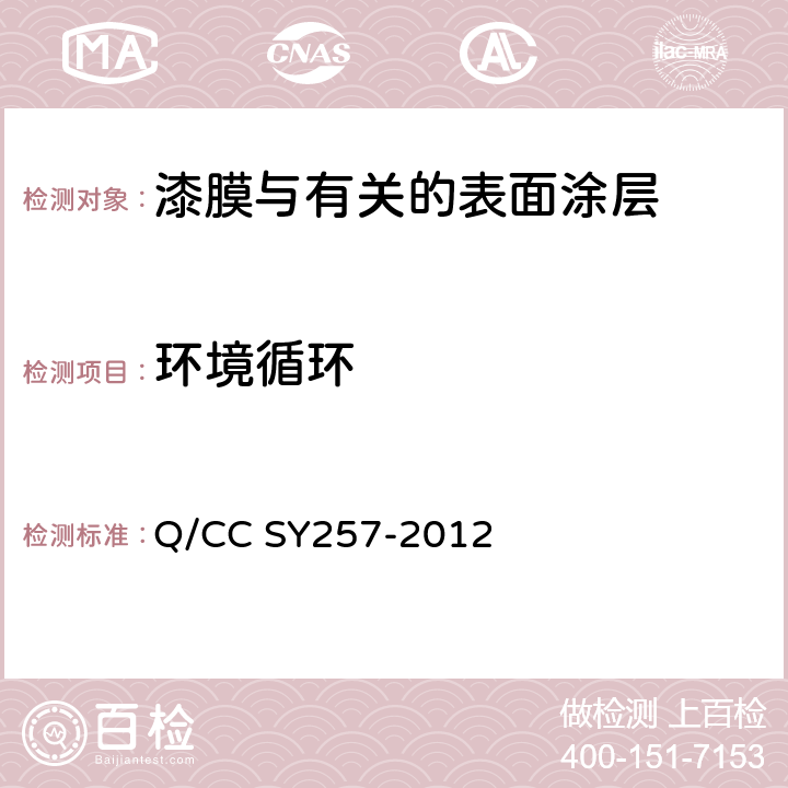 环境循环 漆膜耐湿热测定法 Q/CC SY257-2012
