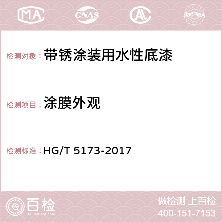 涂膜外观 带锈涂装用水性底漆 HG/T 5173-2017 6.4.3