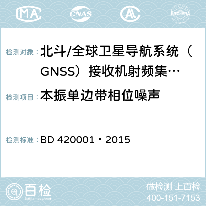 本振单边带相位噪声 北斗/全球卫星导航系统（GNSS）接收机射频集成电路通用规范 BD 420001—2015 5.4.4