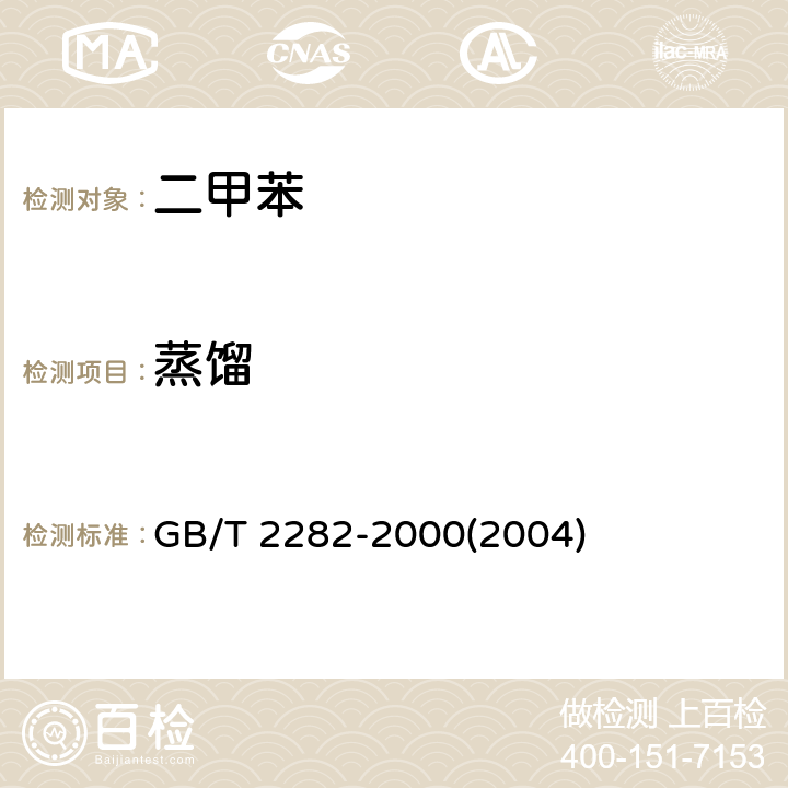 蒸馏 GB/T 2282-2000 焦化轻油类产品馏程的测定