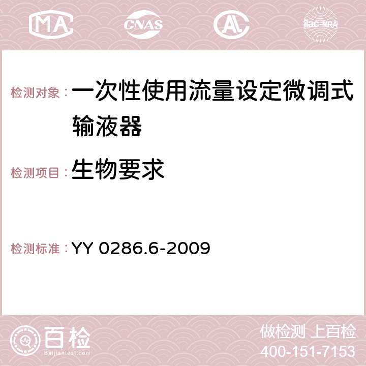 生物要求 专用输液器 第6部分：一次性使用流量设定微调式输液器 YY 0286.6-2009 8