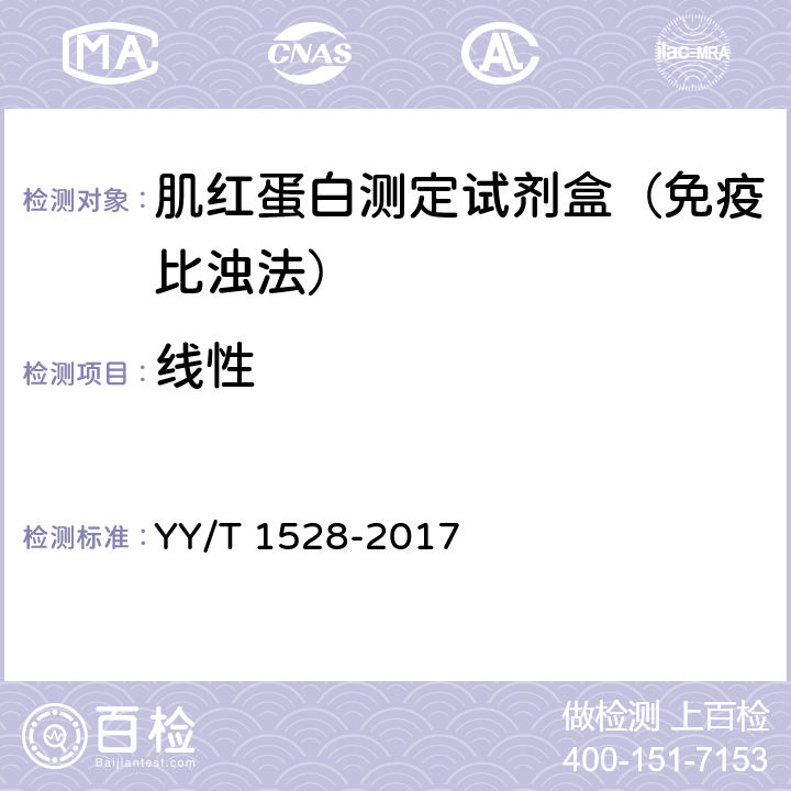 线性 肌红蛋白测定试剂盒（免疫比浊法） YY/T 1528-2017 3.5