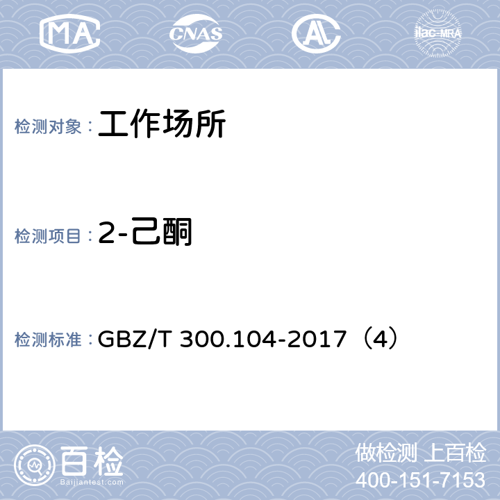 2-己酮 工作场所空气有毒物质测定 第104部分：二乙基甲酮、2-己酮和二异丁基甲酮 GBZ/T 300.104-2017（4）