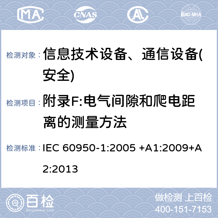 附录F:电气间隙和爬电距离的测量方法 信息技术设备-安全 第1部分 通用要求 IEC 60950-1:2005 +A1:2009+A2:2013 附录F