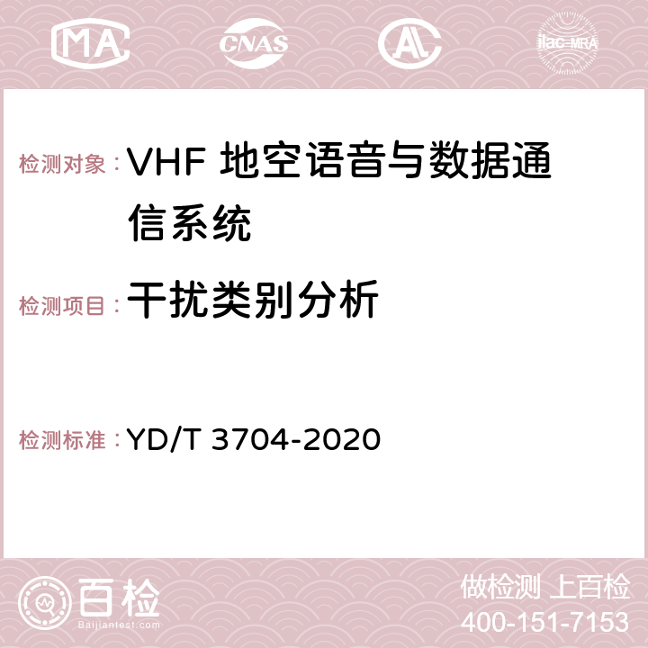 干扰类别分析 VHF 地空语音与数据通信系统监测方法 YD/T 3704-2020 6.8