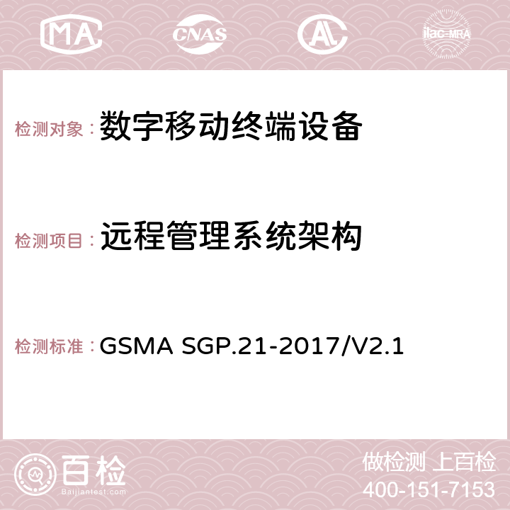远程管理系统架构 (面向消费电子的)远程管理架构 GSMA SGP.21-2017/V2.1 4