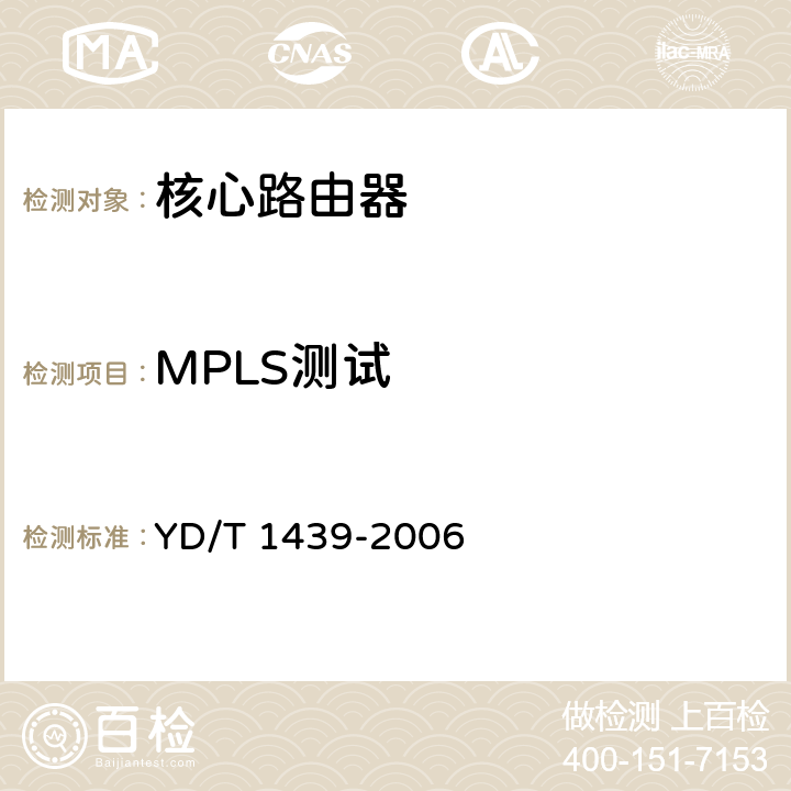 MPLS测试 路由器设备安全测试方法——高端路由器（基于IPv4） YD/T 1439-2006 6