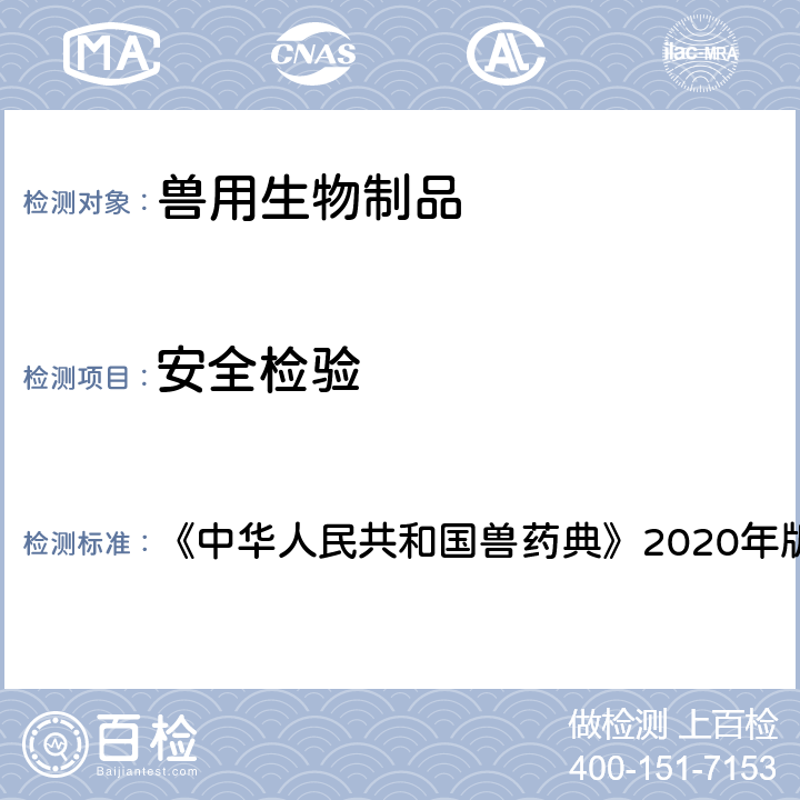 安全检验 猪瘟活疫苗（细胞源） 《中华人民共和国兽药典》2020年版 三部 P101-P104