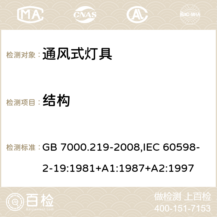 结构 灯具 第2-19部分：特殊要求通风式灯具 GB 7000.219-2008,IEC 60598-2-19:1981+A1:1987+A2:1997 6