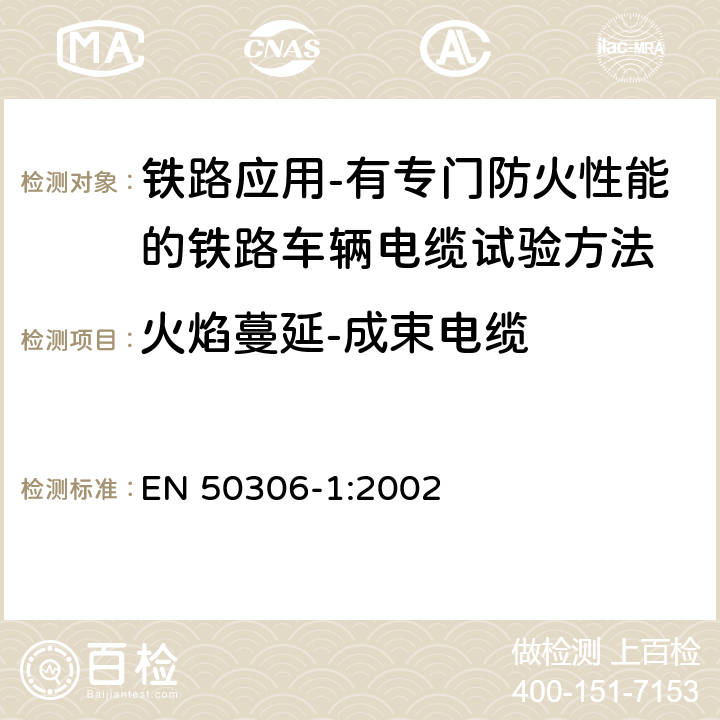 火焰蔓延-成束电缆 《铁路应用 具有特殊防火性能的铁路车辆电缆 薄壁 第1部分:一般要求》 EN 50306-1:2002