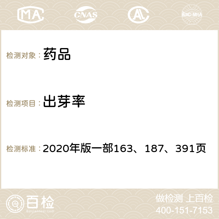 出芽率 《中国药典》 2020年版一部163、187、391页