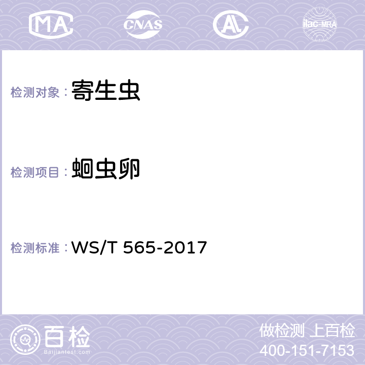 蛔虫卵 蛔虫病诊断 WS/T 565-2017