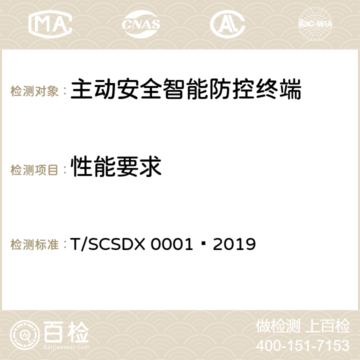 性能要求 道路运输车辆主动安全智能防控系统 技术规范 第 2 部分：终端及测试方法 （试行） T/SCSDX 0001—2019 6