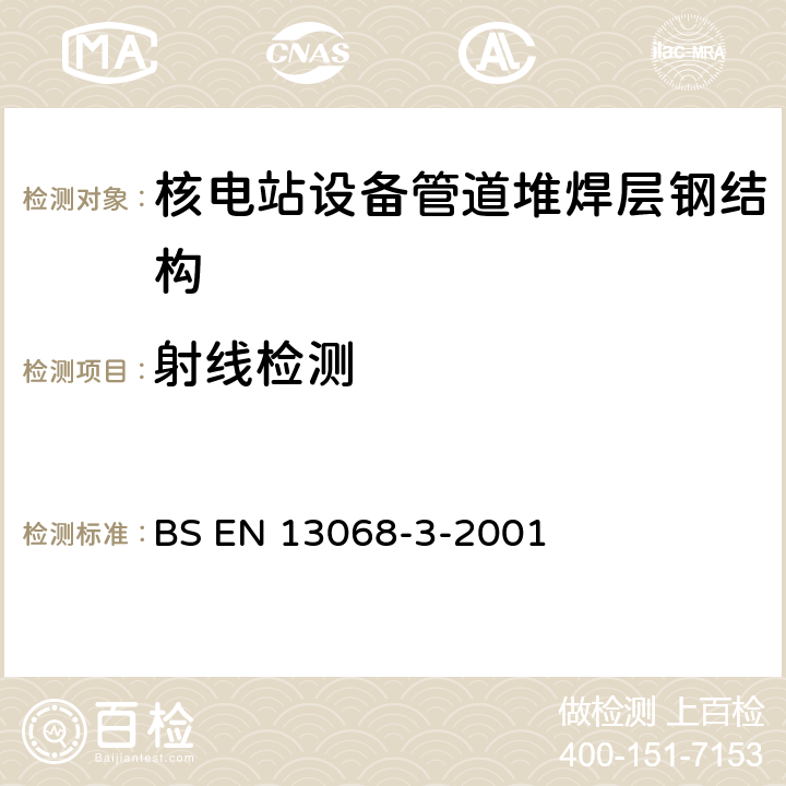 射线检测 BS EN 13068-3-2001 无损检验 射线检验 第3部分:χ和γ射线对金属材料进行射线检验的一般原理