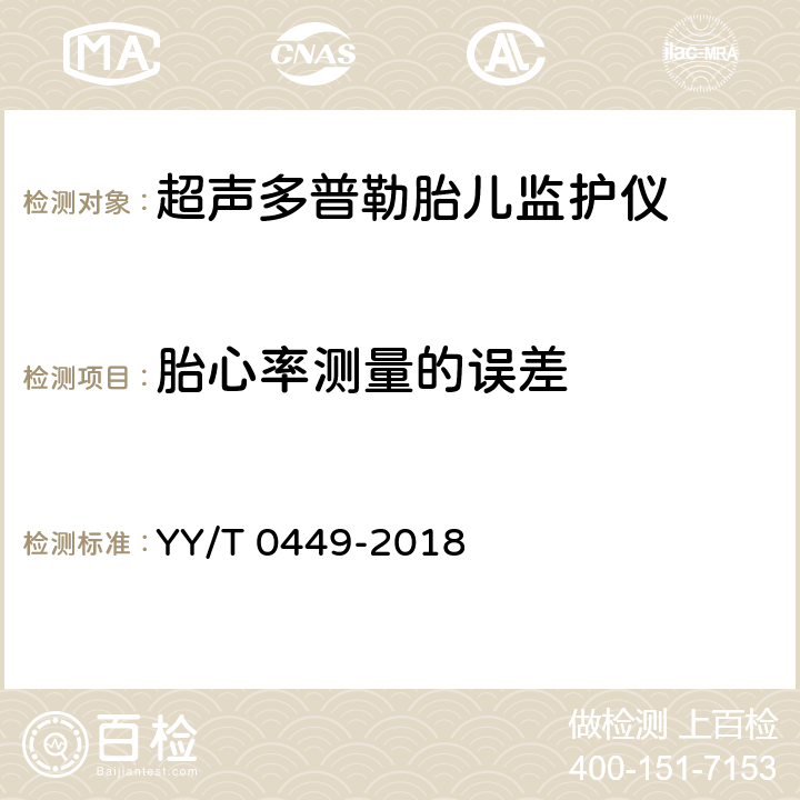 胎心率测量的误差 超声多普勒胎儿监护仪 YY/T 0449-2018 4.3