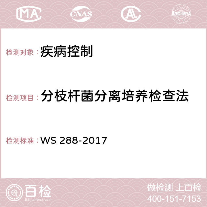 分枝杆菌分离培养检查法 肺结核诊断 WS 288-2017 附录B.4