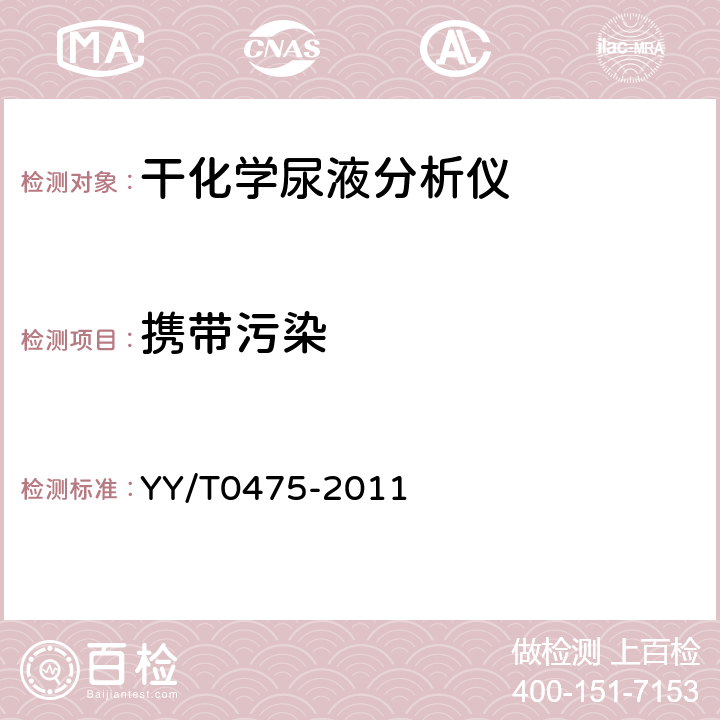 携带污染 干化学尿液分析仪 YY/T0475-2011 5.6