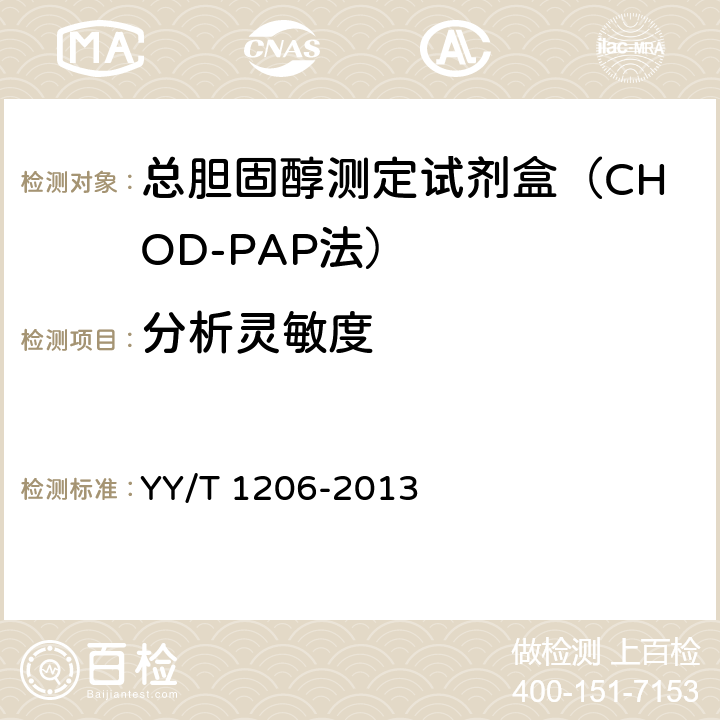 分析靈敏度 總膽固醇測定試劑盒(氧化酶法) YY/T 1206-2013 4.6