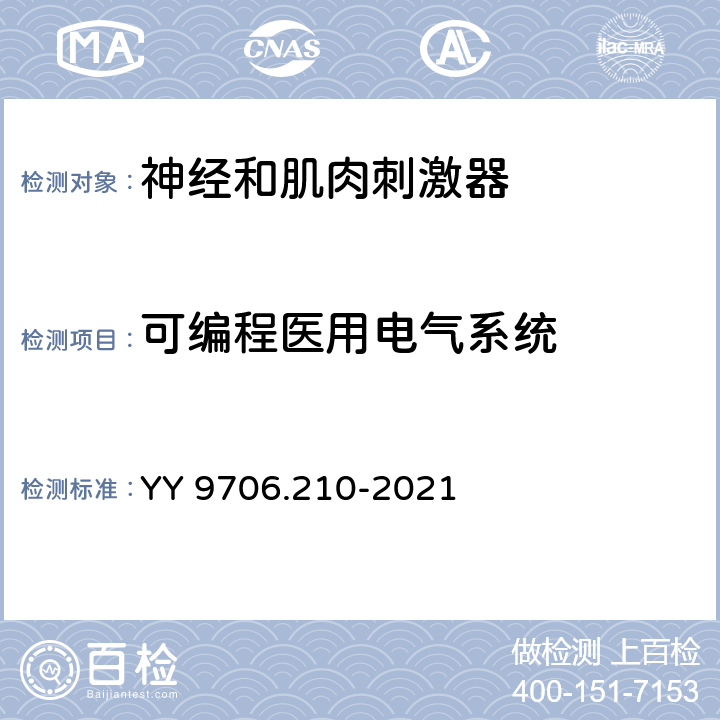 可编程医用电气系统 神经和肌肉刺激器的基本安全和基本性能要求 YY 9706.210-2021 201.14