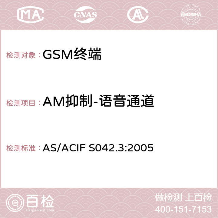 AM抑制-语音通道 连接到空中接口的要求 网络的概念—第3部分：GSM用户设备 AS/ACIF S042.3:2005