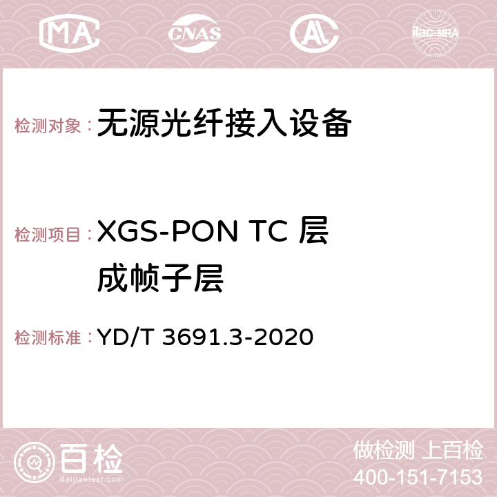 XGS-PON TC 层成帧子层 YD/T 3691.3-2020 接入网技术要求 10Gbit/s对称无源光网络（XGS-PON） 第3部分：传输汇聚（TC）层要求