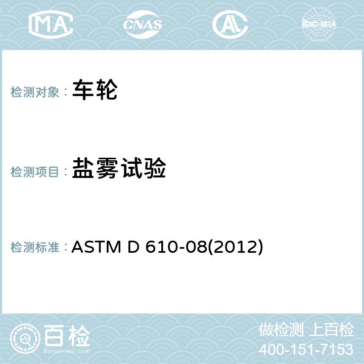 盐雾试验 涂漆钢面锈蚀程度评价 ASTM D 610-08(2012)