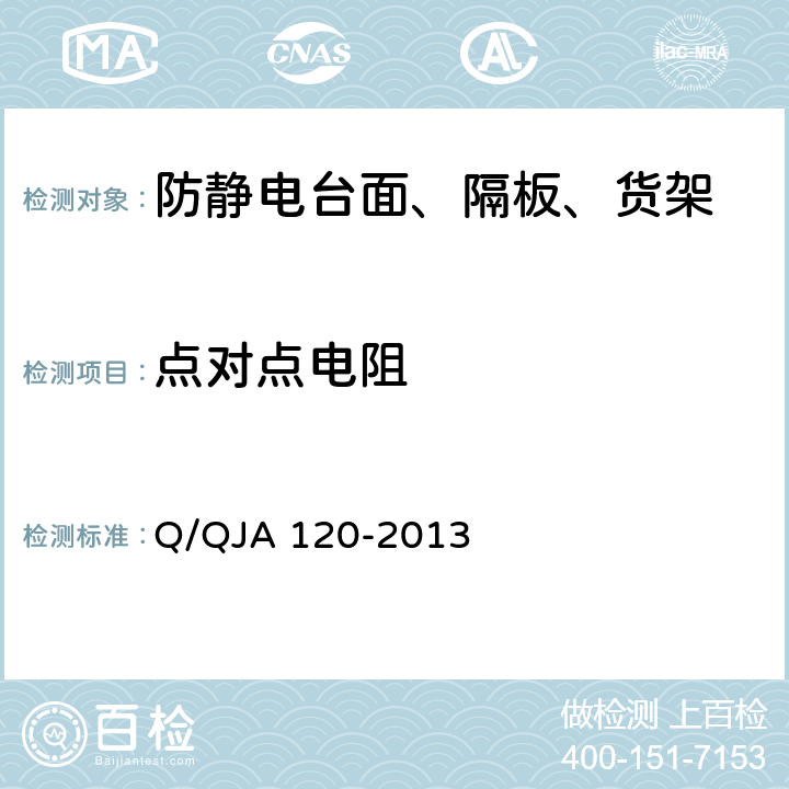点对点电阻 QJA 120-2013 航天电子产品防静电系统测试要求 Q/ 7.2