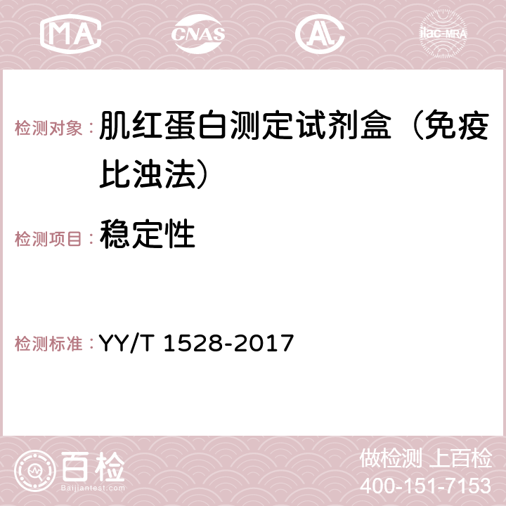 稳定性 肌红蛋白测定试剂盒（免疫比浊法） YY/T 1528-2017 3.8