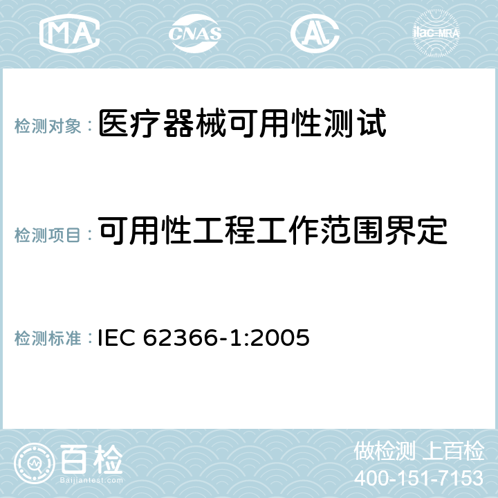 可用性工程工作范围界定 IEC 62366-2007+Amd 1-2014 医疗器械 医疗器械可用性工程的应用
