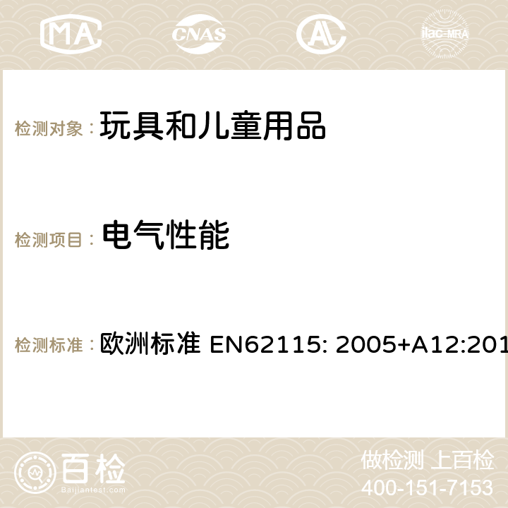電氣性能 電玩具的安全 歐洲標準 EN62115: 2005+A12:2015 13 機械強度