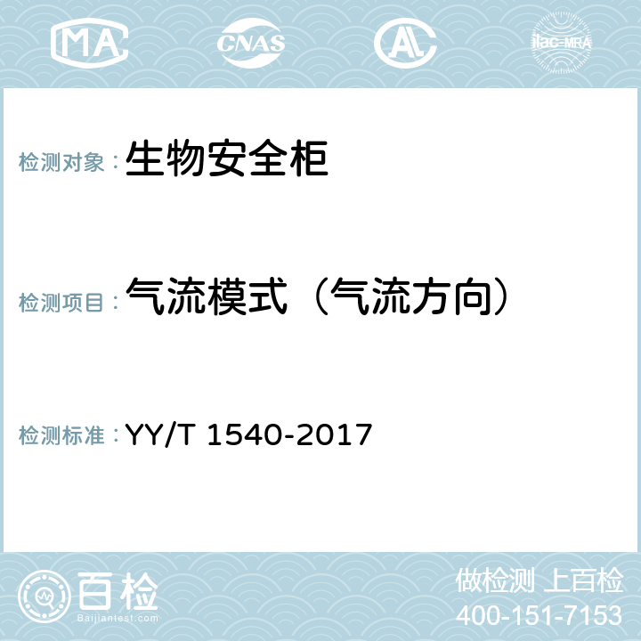 气流模式（气流方向） YY/T 1540-2017 医用Ⅱ级生物安全柜核查指南