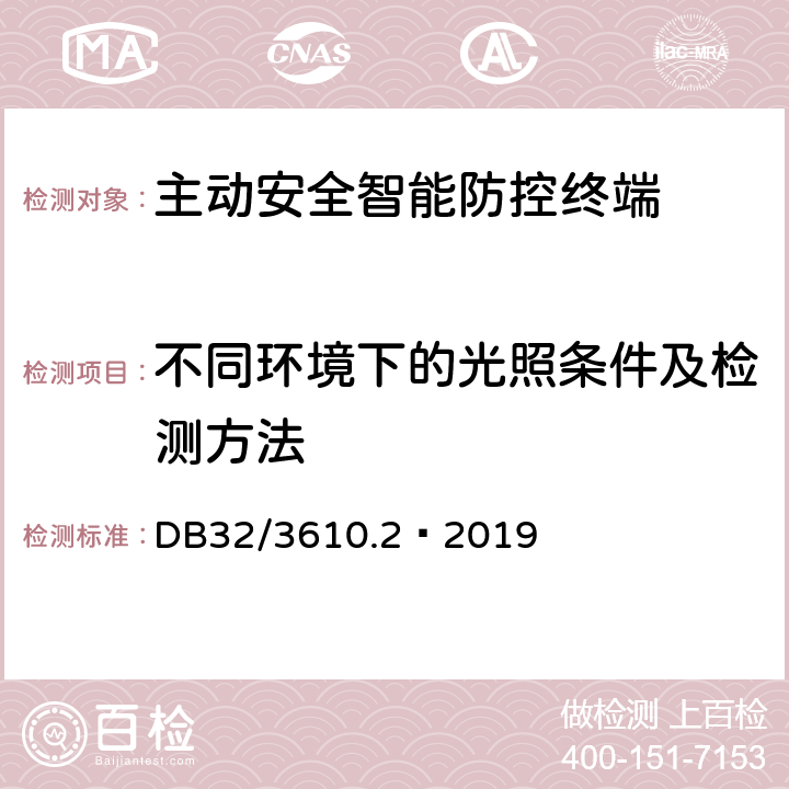 不同环境下的光照条件及检测方法 道路运输车辆主动安全智能防控系统 技术规范第2部分：终端及测试方法 DB32/3610.2—2019 附 录 B