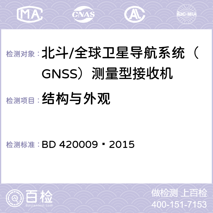 结构与外观 北斗/全球卫星导航系统（GNSS）测量型接收机通用规范 BD 420009—2015 5.3