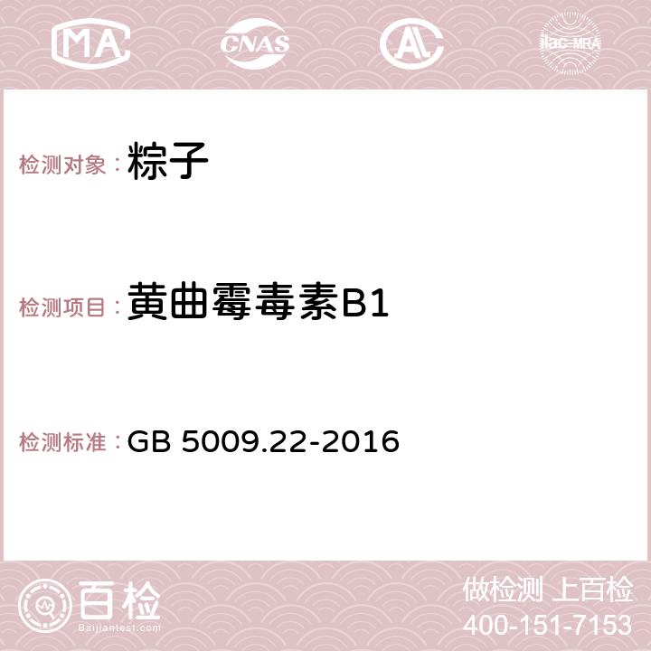 黄曲霉毒素B1 食品安全国家标准 食品中黄曲霉毒素B族和G 族的测定 GB 5009.22-2016