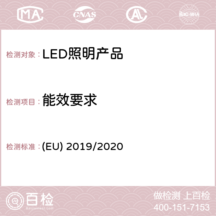 能效要求 光源和独立式控制装置的生态设计要求 (EU) 2019/2020 1