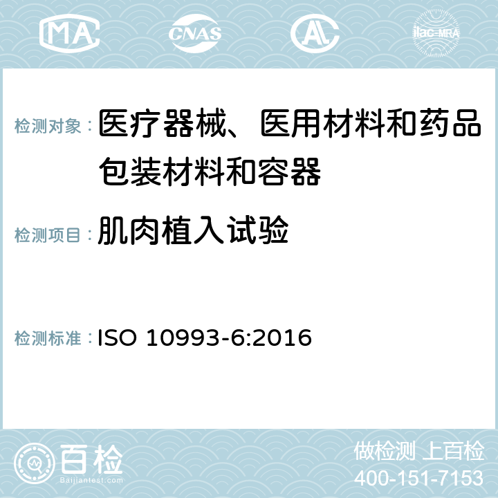 肌肉植入試驗 醫療器械生物學評價 第6部分：植入后局部反應試驗 ISO 10993-6:2016 附錄B
