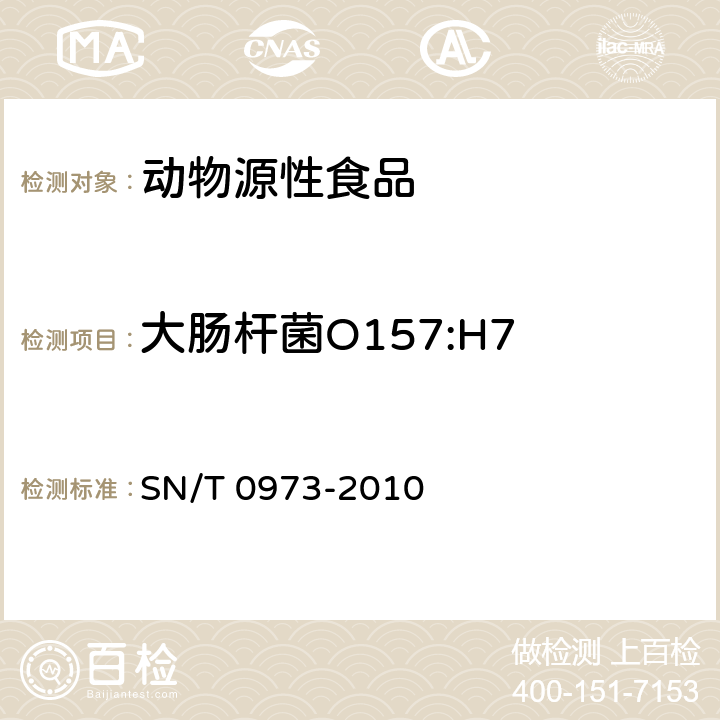 大肠杆菌O157:H7 进出口肉、肉制品以及其他食品中肠出血性大肠杆菌O157:H7检测方法 SN/T 0973-2010